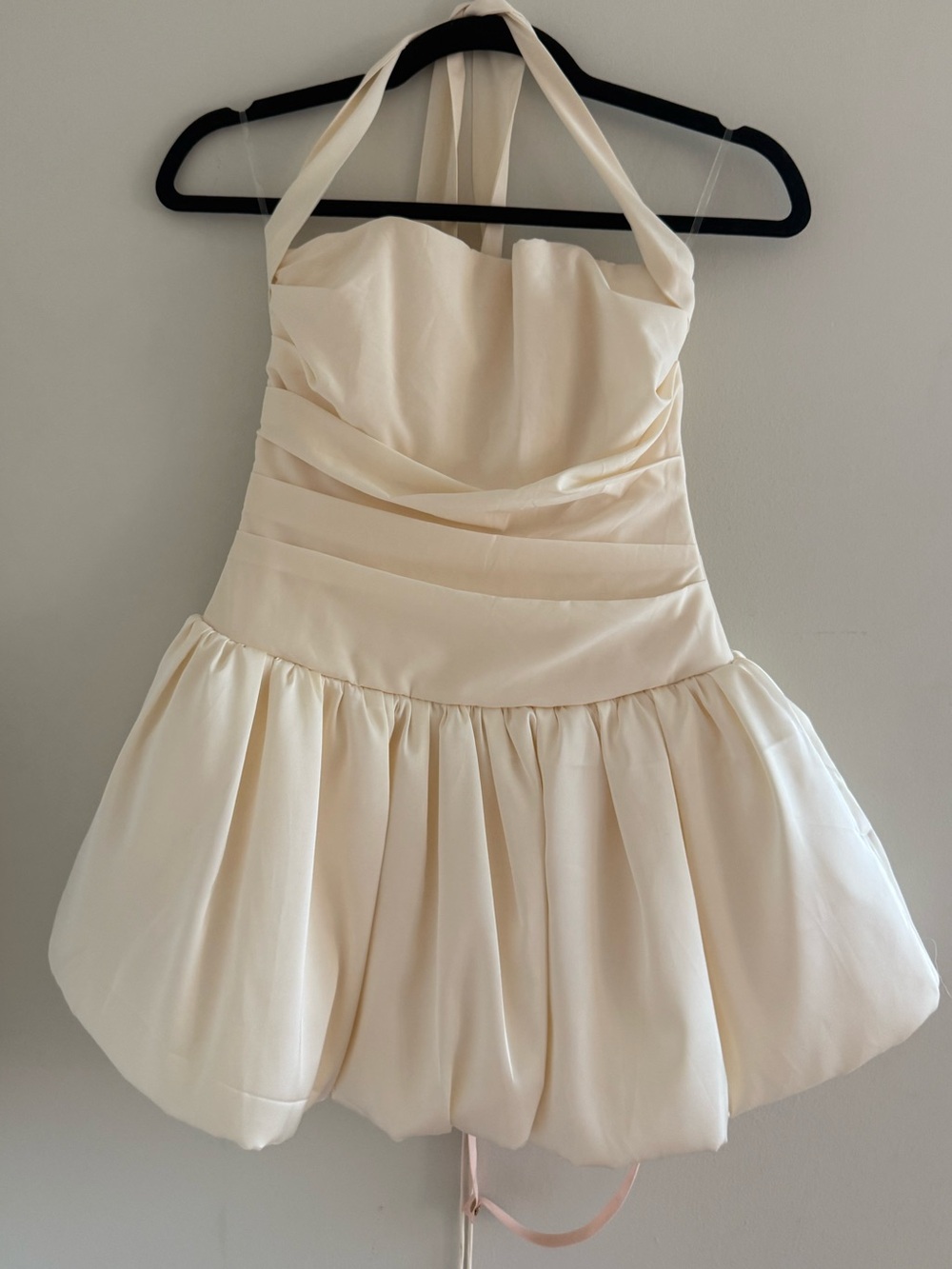 Cream Halter-Cinch Waist Dress